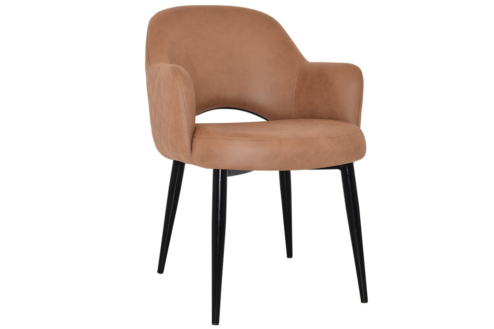 EZ Hospitality Cairo Indoor Armchair Metal Base - Black 4 Leg-pelle benito tan  