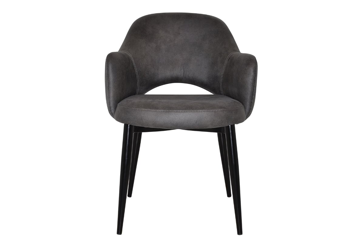 EZ Hospitality Cairo Indoor Armchair Metal Base - Black 4 Leg-pelle benito sage  
