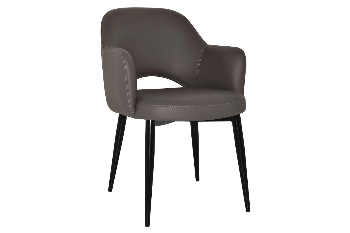 EZ Hospitality Cairo Indoor Armchair Metal Base - Black 4 Leg EZ Hospitality vinyl charcoal 