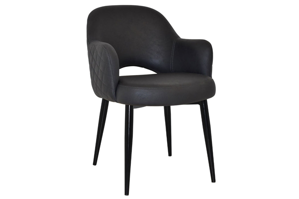 EZ Hospitality Cairo Indoor Armchair Metal Base - Black 4 Leg-pelle benito sage  