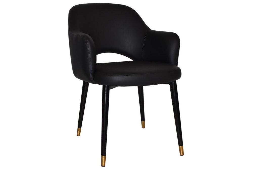 EZ Hospitality Cairo Indoor Armchair Metal Base - Slim Black Brass 4 Leg-vinyl black  