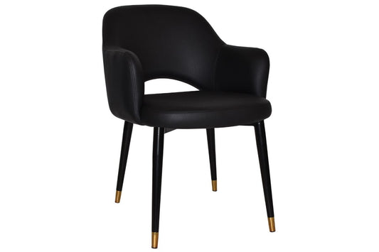 EZ Hospitality Cairo Indoor Armchair Metal Base - Black Brass 4 Leg EZ Hospitality vinyl black 