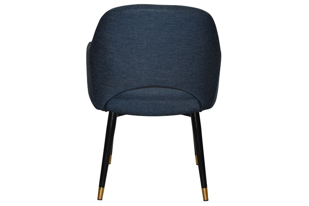 EZ Hospitality Cairo Indoor Armchair Metal Base - Slim Black Brass 4 Leg-pelle benito tan  