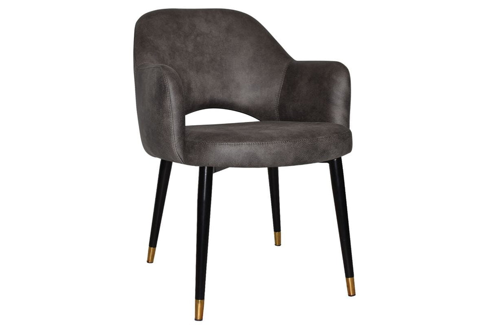 EZ Hospitality Cairo Indoor Armchair Metal Base - Slim Black Brass 4 Leg-eastwood slate  