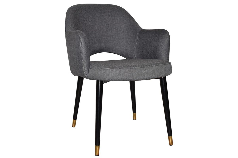 EZ Hospitality Cairo Indoor Armchair Metal Base - Slim Black Brass 4 Leg-gravity slate  