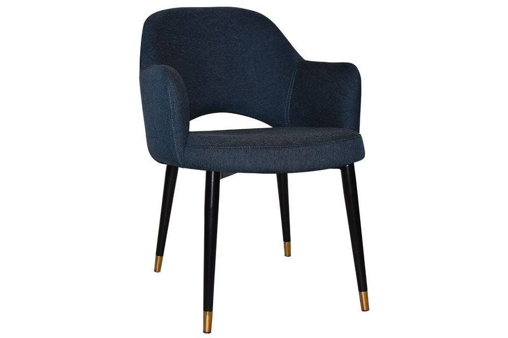 EZ Hospitality Cairo Indoor Armchair Metal Base - Slim Black Brass 4 Leg-gravity navy  