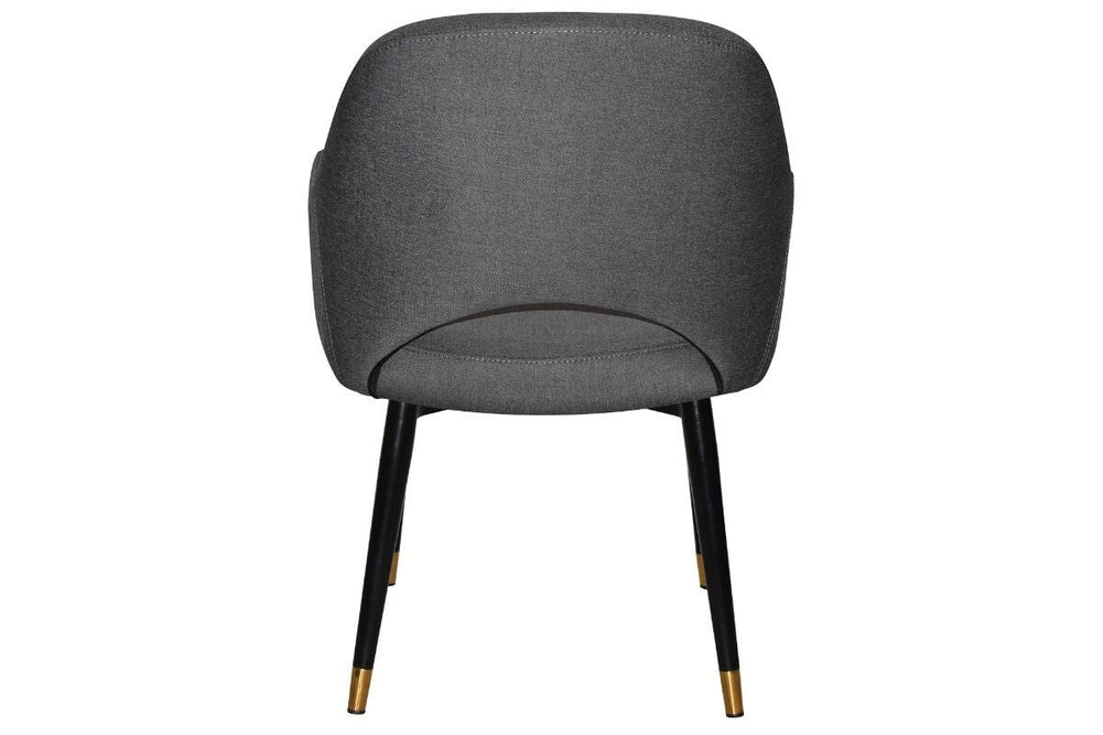 EZ Hospitality Cairo Indoor Armchair Metal Base - Slim Black Brass 4 Leg-pelle benito tan  