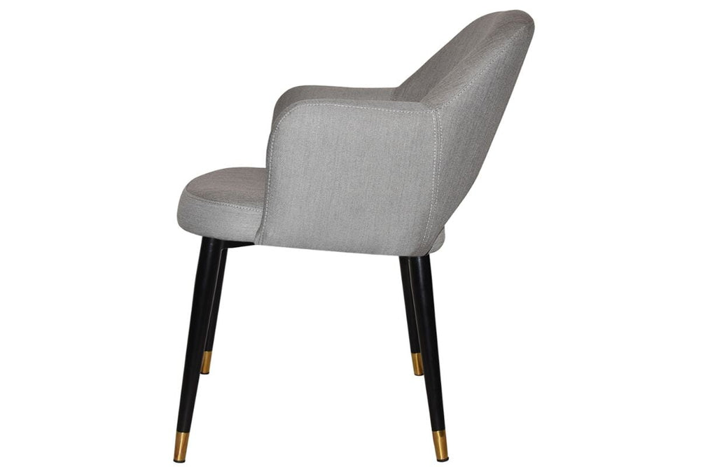 EZ Hospitality Cairo Indoor Armchair Metal Base - Slim Black Brass 4 Leg-pelle benito tan  