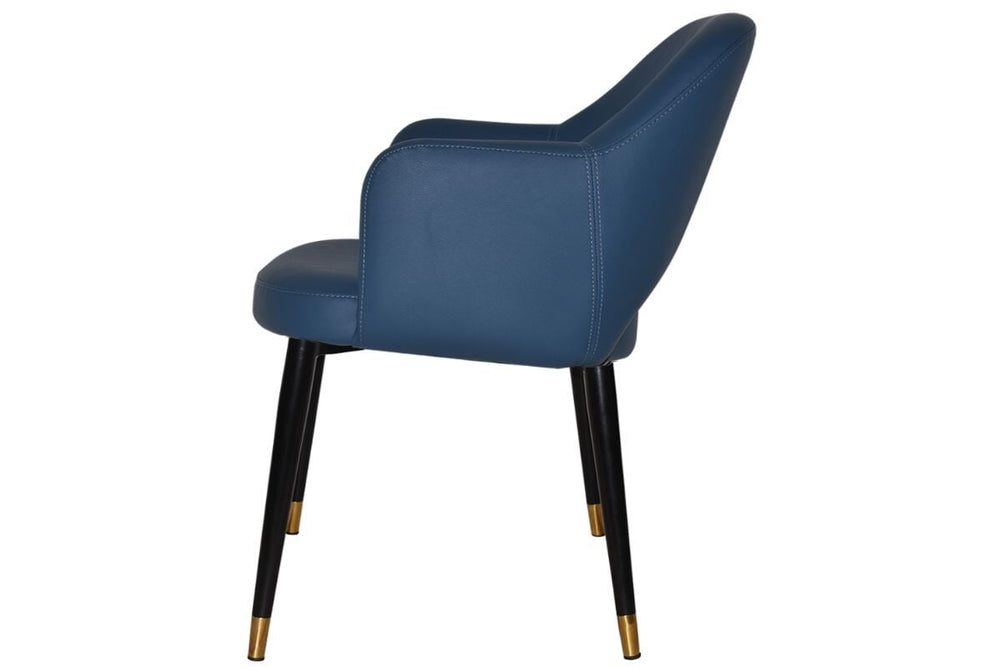 EZ Hospitality Cairo Indoor Armchair Metal Base - Slim Black Brass 4 Leg-pelle benito tan  