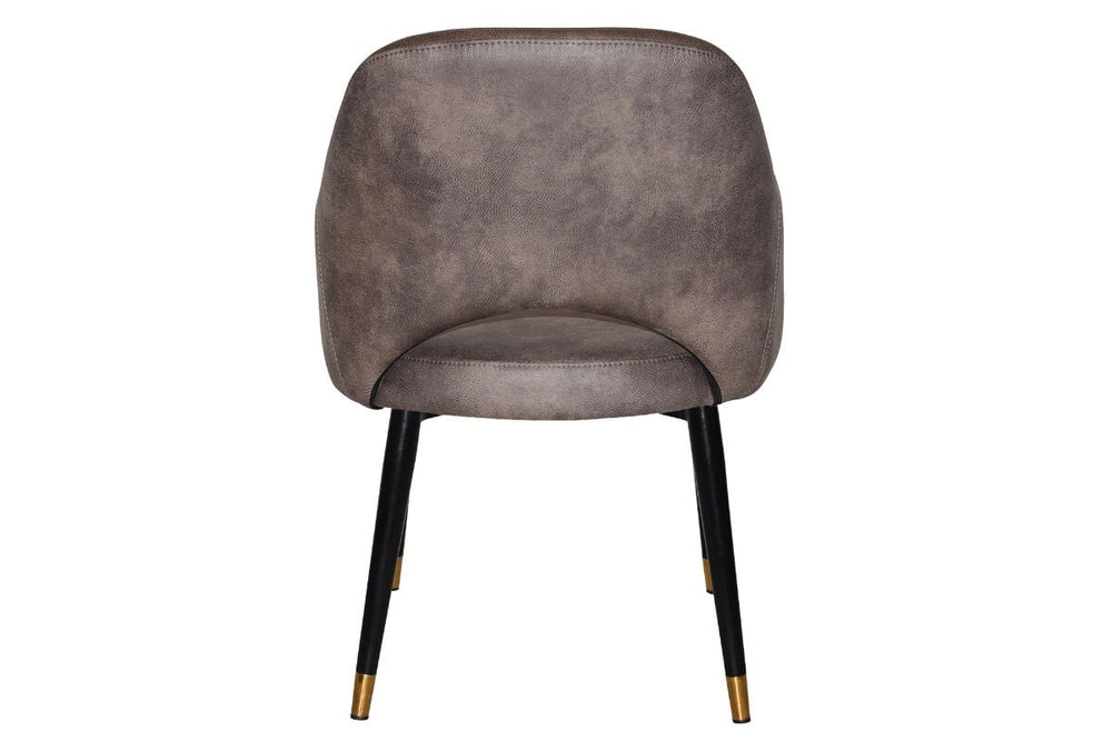 EZ Hospitality Cairo Indoor Armchair Metal Base - Slim Black Brass 4 Leg-pelle benito tan  