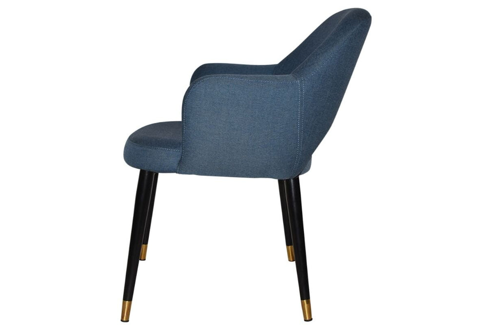 EZ Hospitality Cairo Indoor Armchair Metal Base - Slim Black Brass 4 Leg-pelle benito tan  