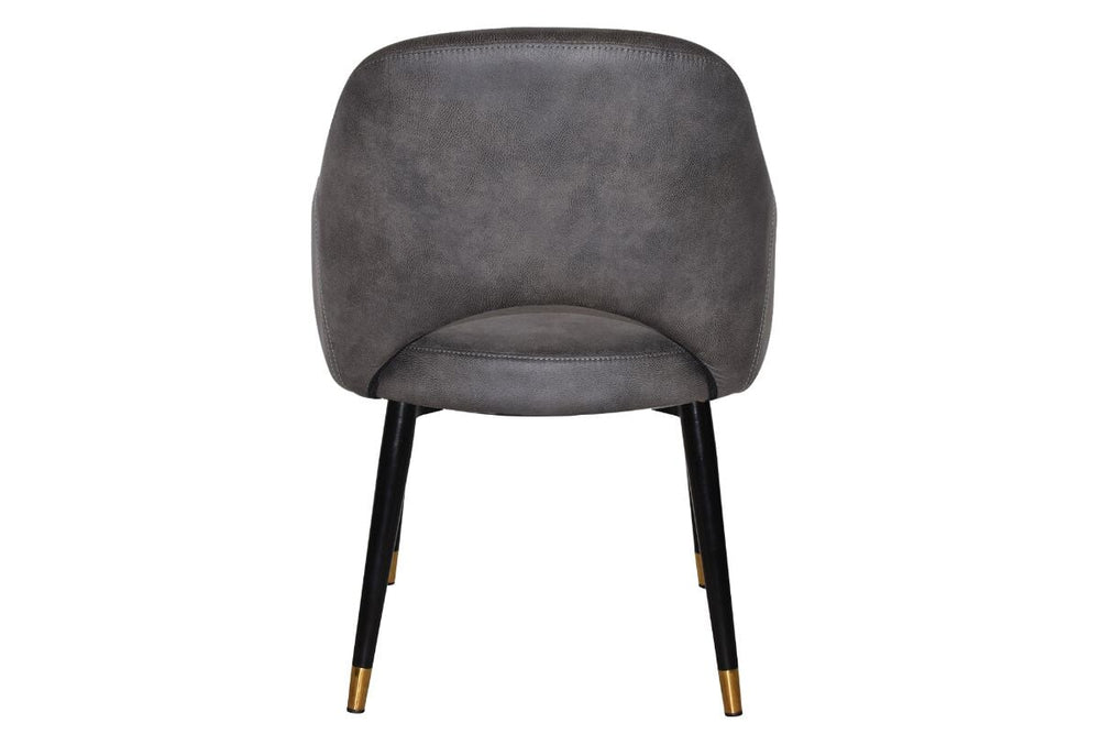 EZ Hospitality Cairo Indoor Armchair Metal Base - Slim Black Brass 4 Leg-pelle benito tan  