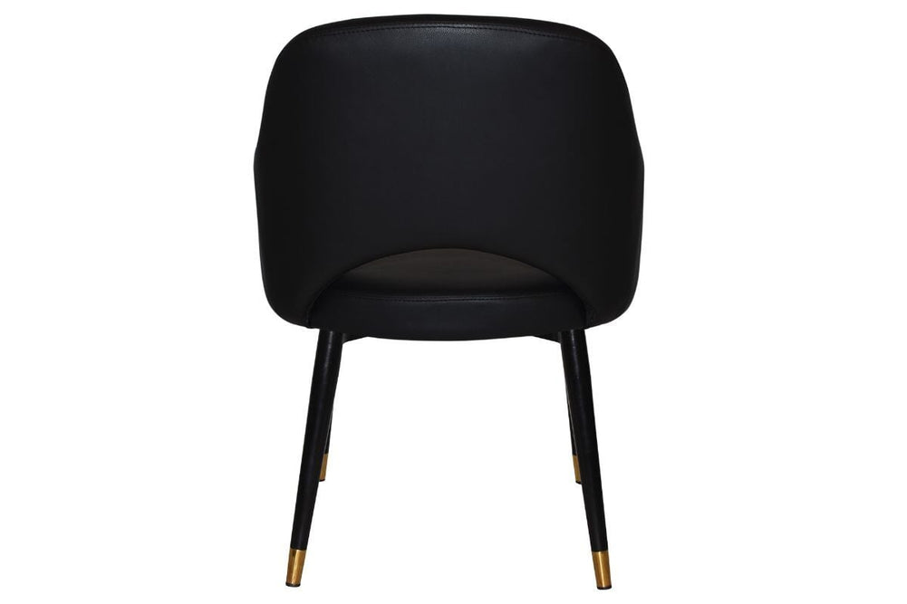 EZ Hospitality Cairo Indoor Armchair Metal Base - Slim Black Brass 4 Leg-pelle benito tan  