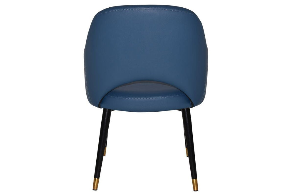 EZ Hospitality Cairo Indoor Armchair Metal Base - Slim Black Brass 4 Leg-pelle benito tan  