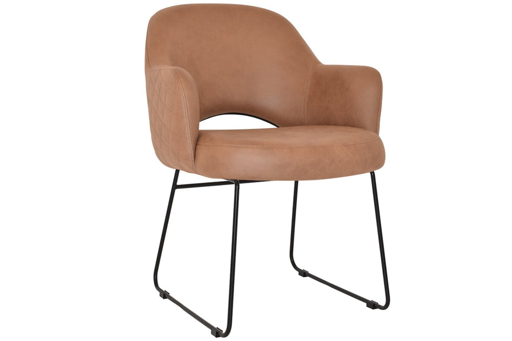 EZ Hospitality Cairo Indoor Armchair Metal Base - Black Sled-pelle benito tan  