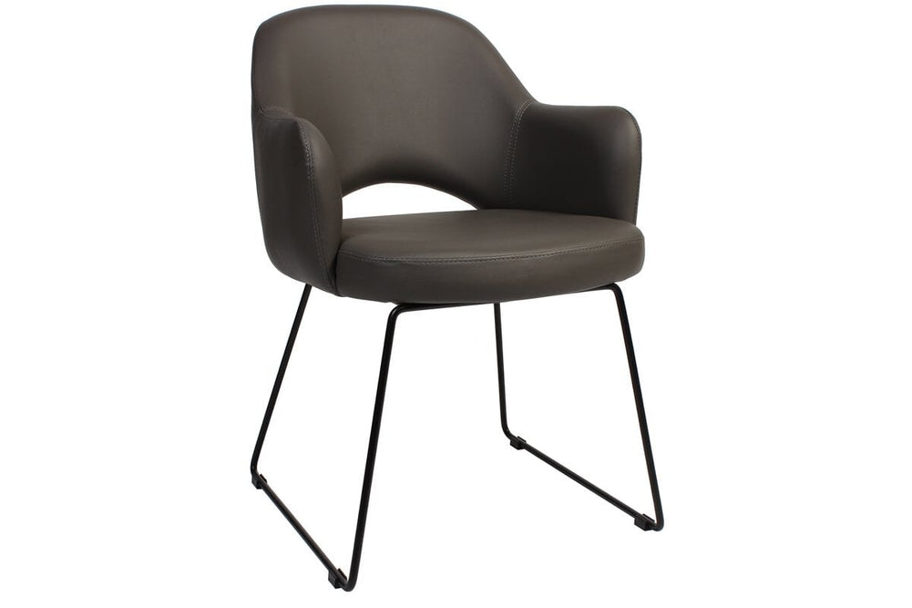 EZ Hospitality Cairo Indoor Armchair Metal Base - Black Sled-vinyl charcoal  