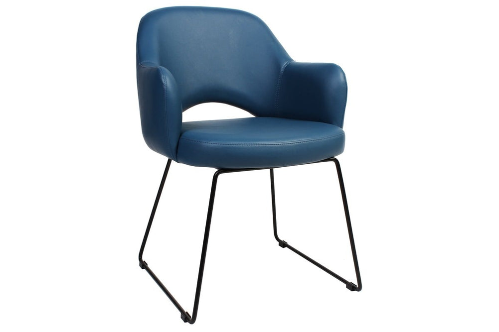 EZ Hospitality Cairo Indoor Armchair Metal Base - Black Sled-vinyl blue  