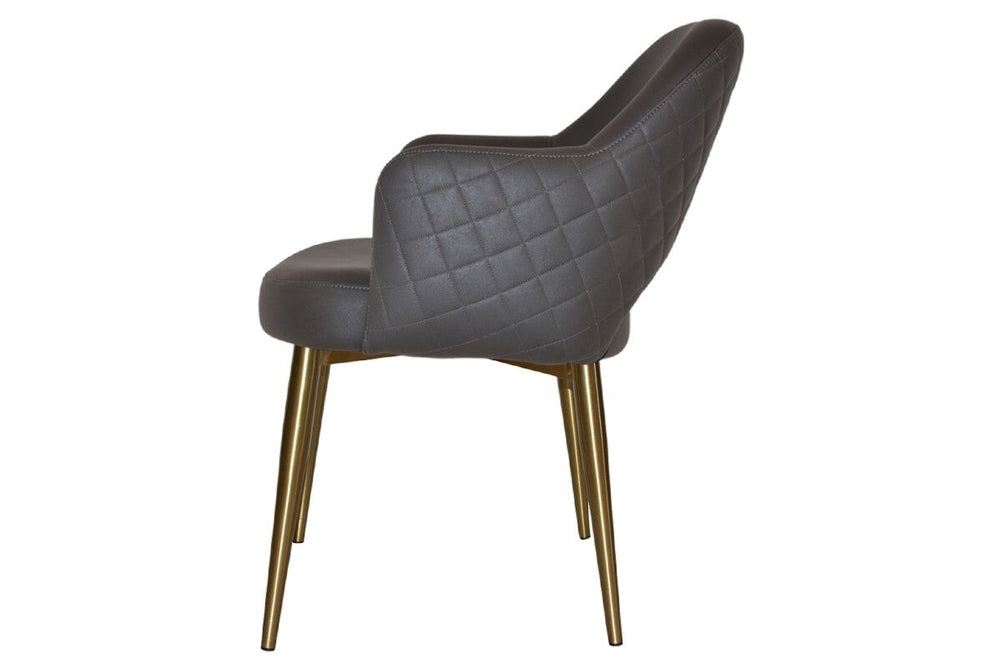 EZ Hospitality Cairo Indoor Armchair Metal Base - Slim Brass 4 Leg-pelle benito sage  