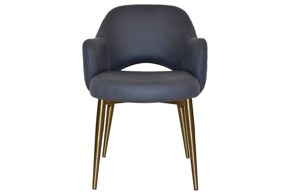 EZ Hospitality Cairo Indoor Armchair Metal Base - Slim Brass 4 Leg-pelle benito sage  