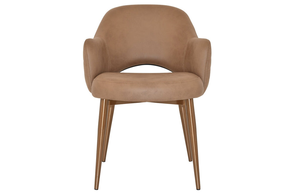 EZ Hospitality Cairo Indoor Armchair Metal Base - Slim Brass 4 Leg-pelle benito sage  