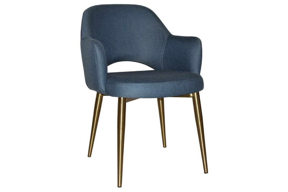EZ Hospitality Cairo Indoor Armchair Metal Base - Slim Brass 4 Leg-gravity denim  