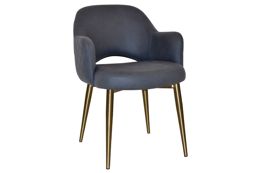 EZ Hospitality Cairo Indoor Armchair Metal Base - Slim Brass 4 Leg-pelle benito navy  