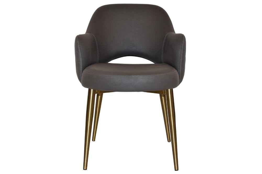 EZ Hospitality Cairo Indoor Armchair Metal Base - Slim Brass 4 Leg-pelle benito sage  