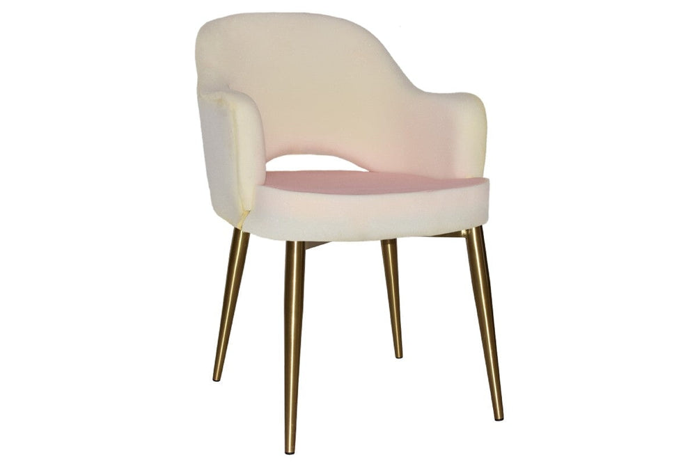 EZ Hospitality Cairo Indoor Armchair Metal Base - Slim Brass 4 Leg-birch unupholstered  