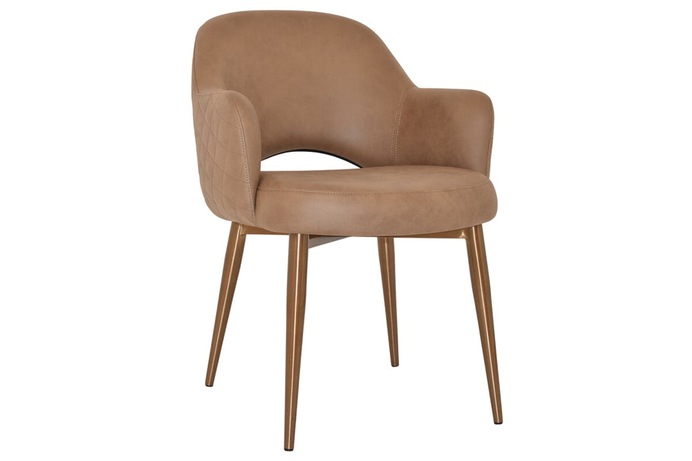 EZ Hospitality Cairo Indoor Armchair Metal Base - Slim Brass 4 Leg-pelle benito tan  