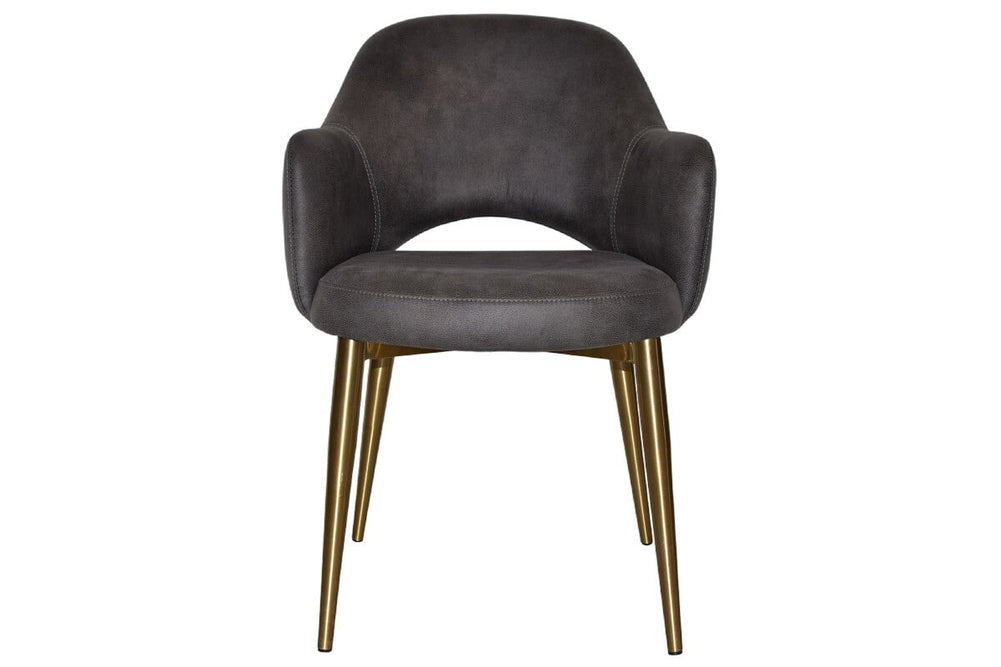 EZ Hospitality Cairo Indoor Armchair Metal Base - Slim Brass 4 Leg-pelle benito sage  