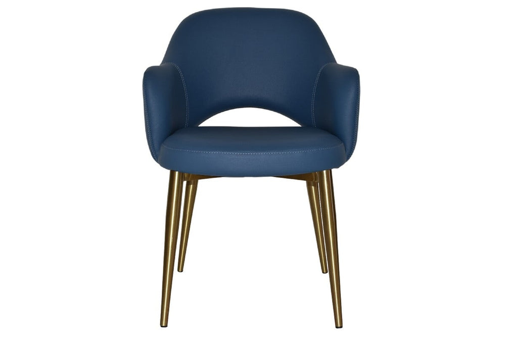 EZ Hospitality Cairo Indoor Armchair Metal Base - Slim Brass 4 Leg-pelle benito sage  