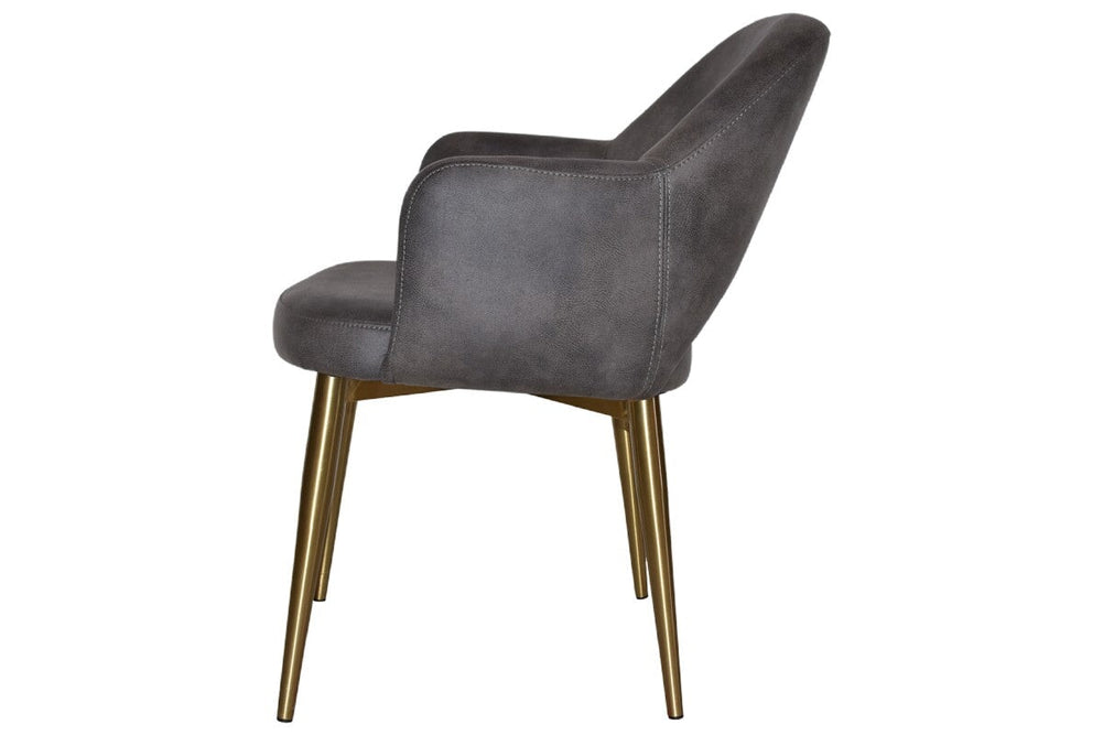 EZ Hospitality Cairo Indoor Armchair Metal Base - Slim Brass 4 Leg-pelle benito sage  