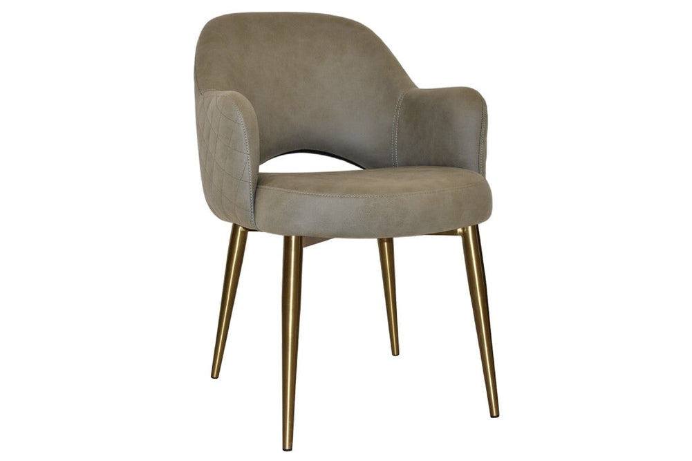 EZ Hospitality Cairo Indoor Armchair Metal Base - Slim Brass 4 Leg-pelle benito sage  