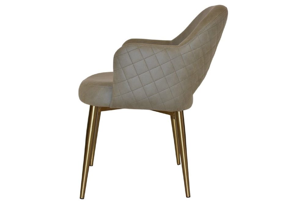 EZ Hospitality Cairo Indoor Armchair Metal Base - Slim Brass 4 Leg-pelle benito sage  