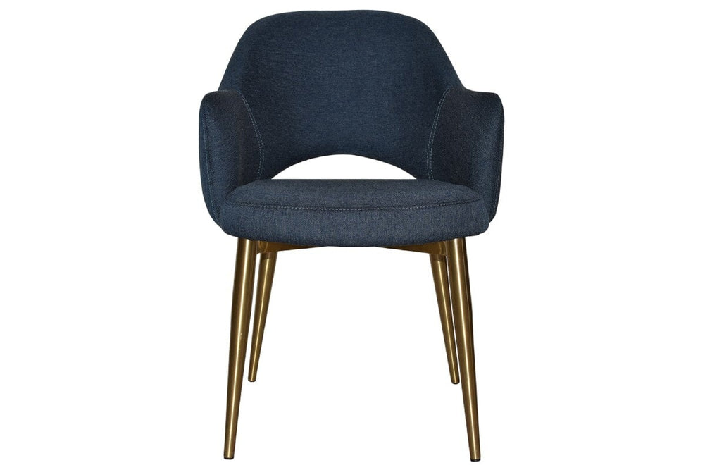 EZ Hospitality Cairo Indoor Armchair Metal Base - Slim Brass 4 Leg-pelle benito sage  