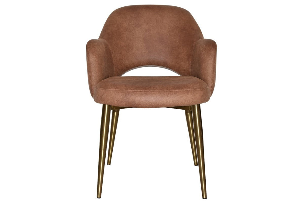 EZ Hospitality Cairo Indoor Armchair Metal Base - Slim Brass 4 Leg-pelle benito sage  