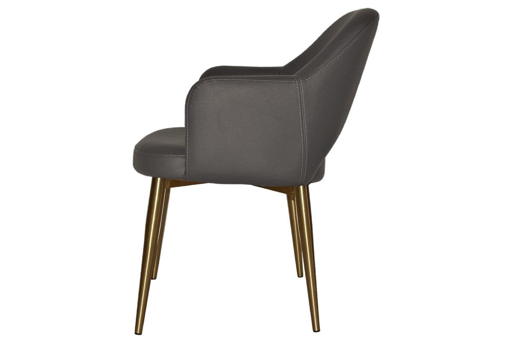 EZ Hospitality Cairo Indoor Armchair Metal Base - Slim Brass 4 Leg-pelle benito sage  