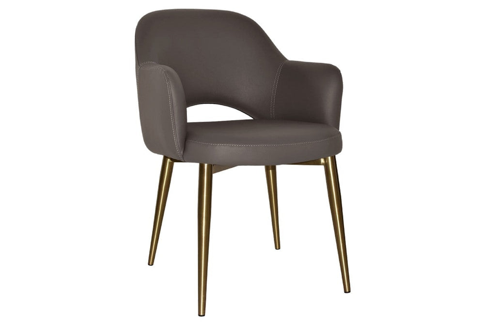 EZ Hospitality Cairo Indoor Armchair Metal Base - Slim Brass 4 Leg-vinyl charcoal  