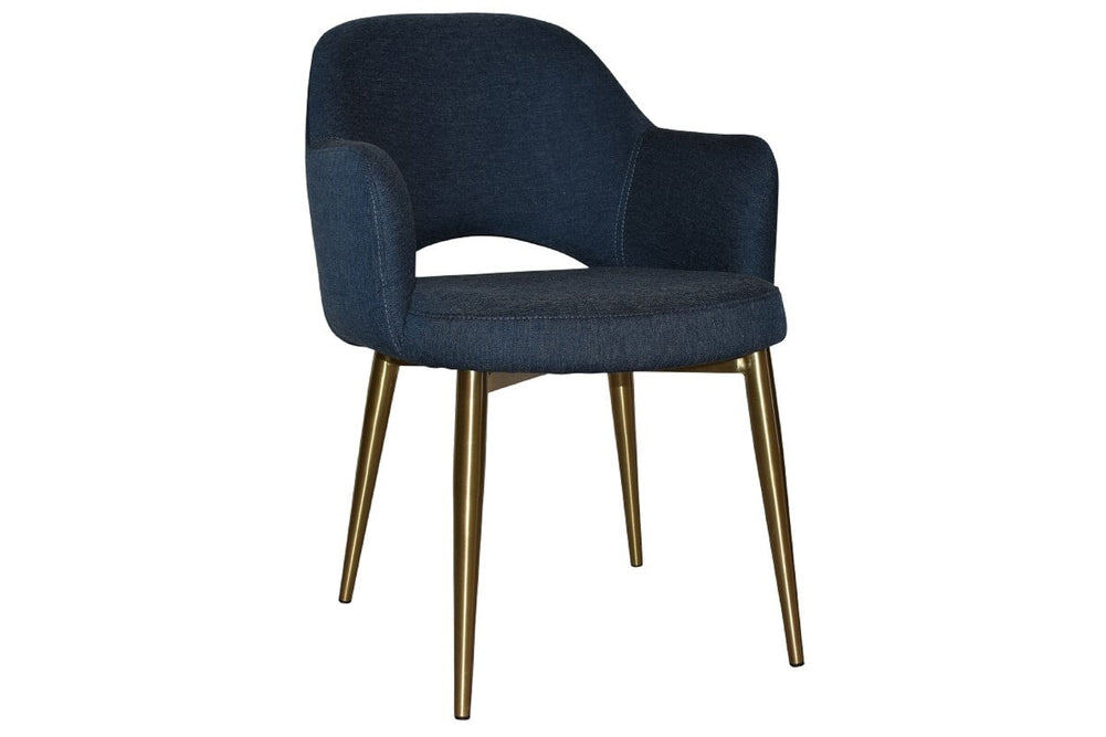 EZ Hospitality Cairo Indoor Armchair Metal Base - Slim Brass 4 Leg-gravity navy  