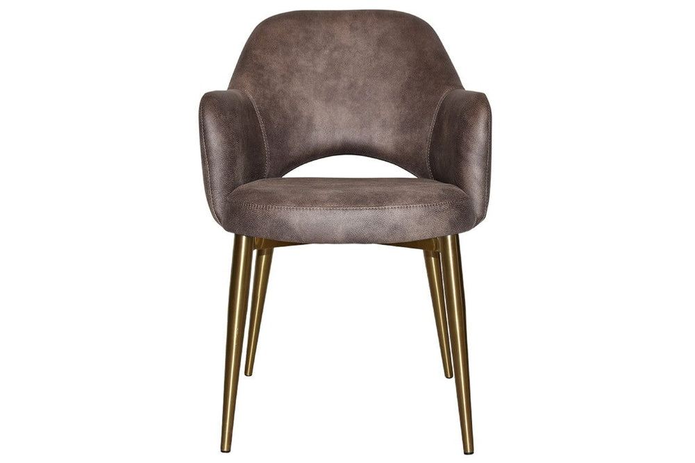 EZ Hospitality Cairo Indoor Armchair Metal Base - Slim Brass 4 Leg-pelle benito sage  