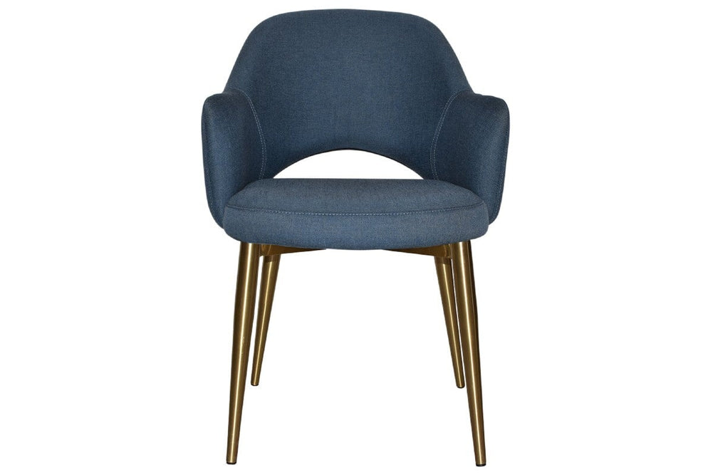 EZ Hospitality Cairo Indoor Armchair Metal Base - Slim Brass 4 Leg-pelle benito sage  