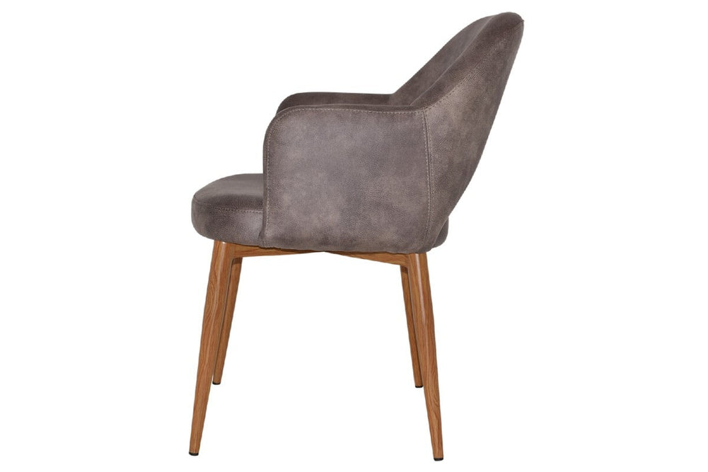 EZ Hospitality Cairo Indoor Armchair Metal Base - Slim Light Oak 4 Leg-pelle benito java  