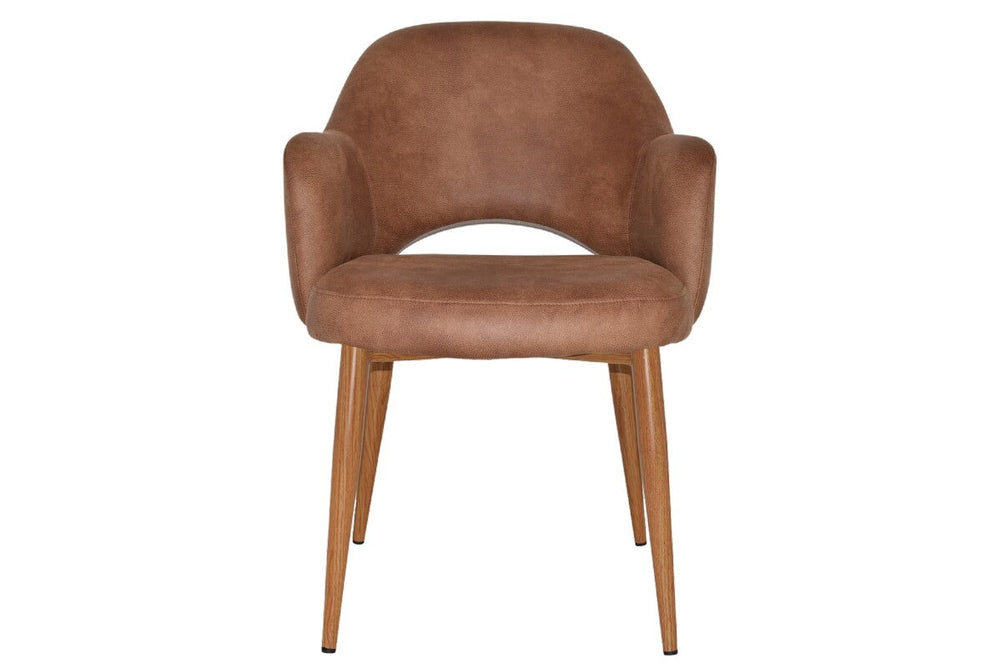 EZ Hospitality Cairo Indoor Armchair Metal Base - Slim Light Oak 4 Leg-pelle benito java  