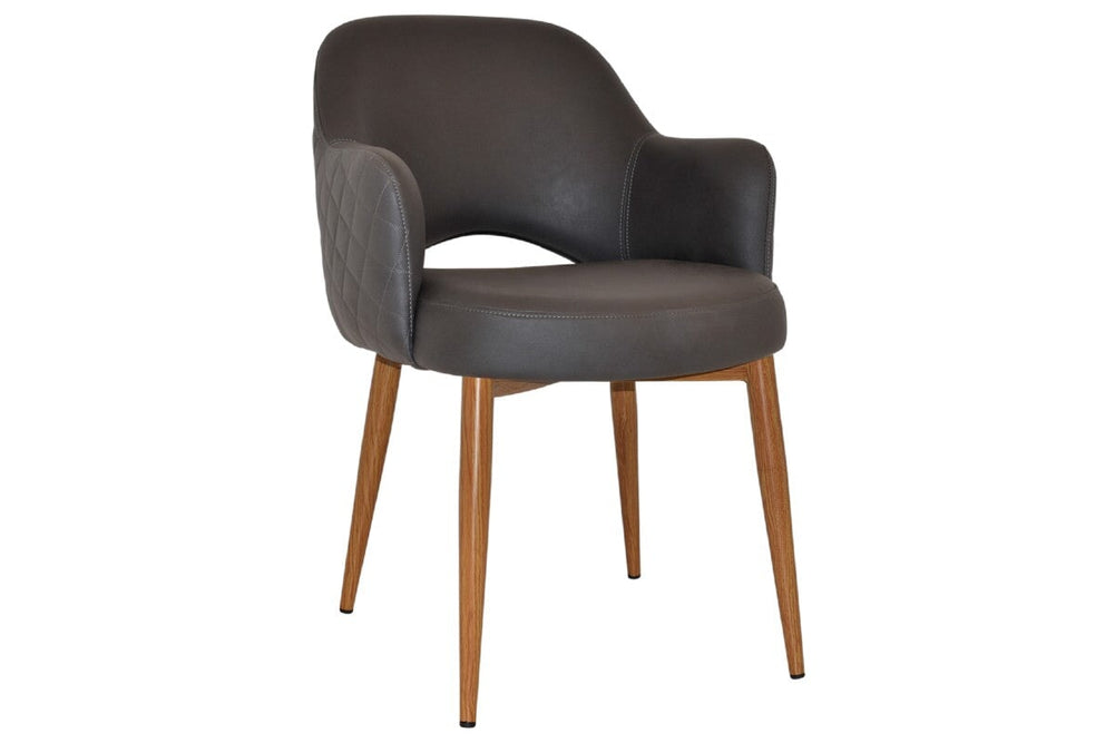 EZ Hospitality Cairo Indoor Armchair Metal Base - Slim Light Oak 4 Leg-pelle benito java  