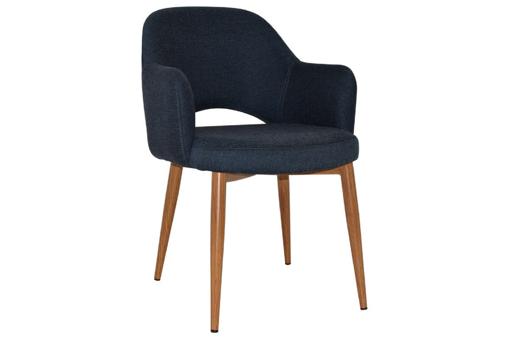 EZ Hospitality Cairo Indoor Armchair Metal Base - Slim Light Oak 4 Leg-gravity navy  
