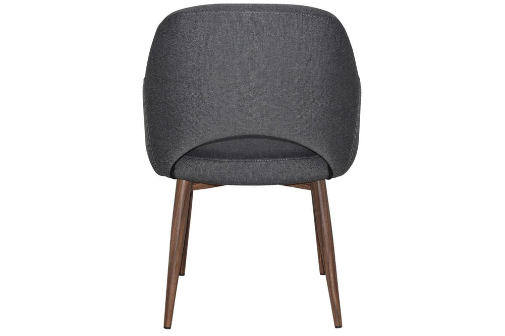 EZ Hospitality Cairo Indoor Armchair Metal Base - Slim Light Walnut 4 Leg-pelle benito tan  