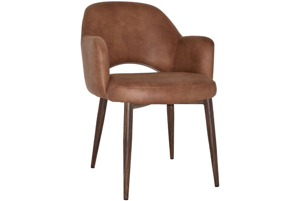 EZ Hospitality Cairo Indoor Armchair Metal Base - Slim Light Walnut 4 Leg-eastwood tan  