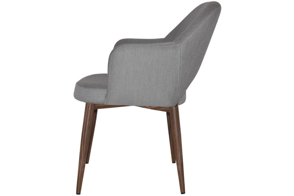 EZ Hospitality Cairo Indoor Armchair Metal Base - Slim Light Walnut 4 Leg-pelle benito tan  