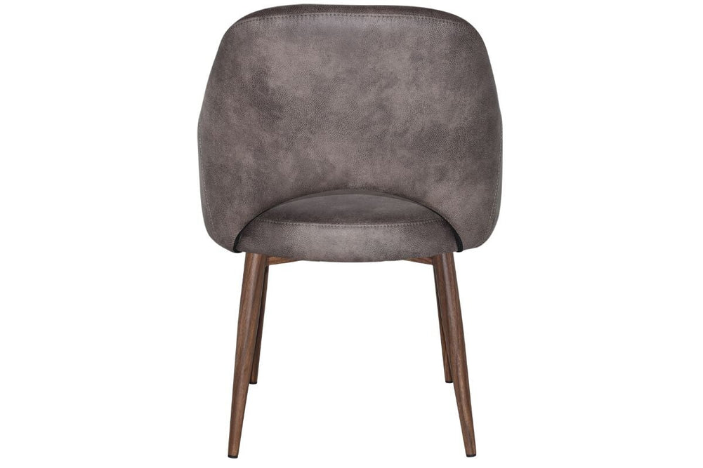 EZ Hospitality Cairo Indoor Armchair Metal Base - Slim Light Walnut 4 Leg-pelle benito tan  