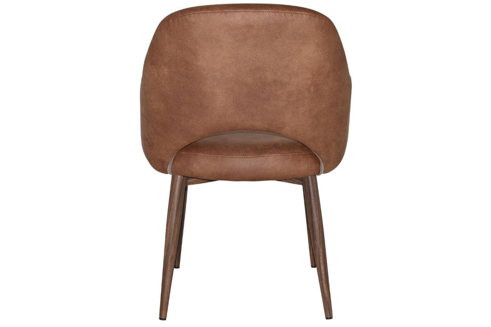 EZ Hospitality Cairo Indoor Armchair Metal Base - Slim Light Walnut 4 Leg-pelle benito tan  